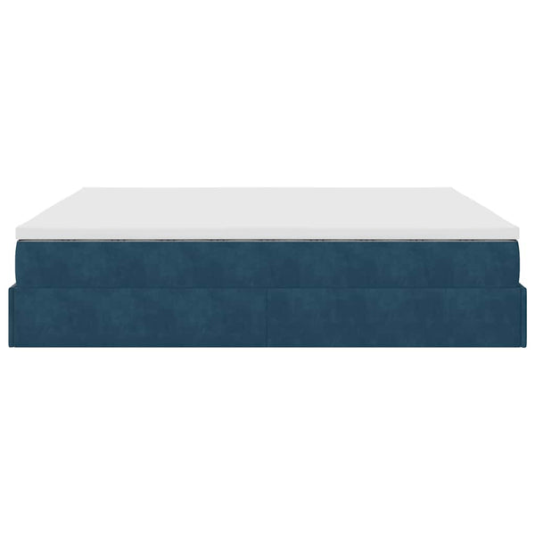 Ottoman Bett mit Matratze Dunkelblau 160x200 cm Samt
