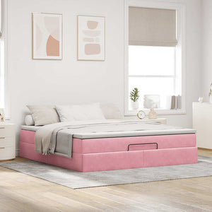 Ottoman Bett mit Matratze Rosa 160x200 cm