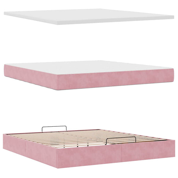 Ottoman Bett mit Matratze Rosa 160x200 cm