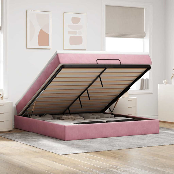 Ottoman Bett mit Matratze Rosa 160x200 cm