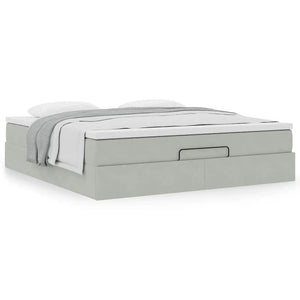 Ottoman Bett mit Matratze 180x200 cm Hellgrau Samt