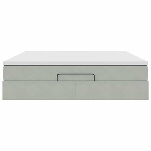 Ottoman Bett mit Matratze 180x200 cm Hellgrau Samt
