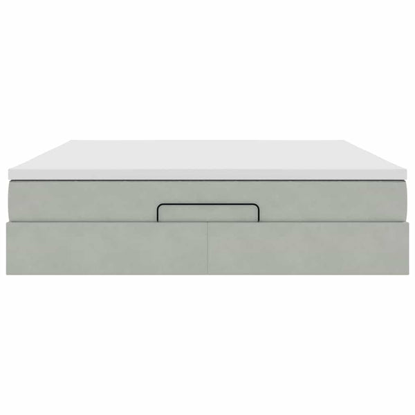 Ottoman Bett mit Matratze 180x200 cm Hellgrau Samt