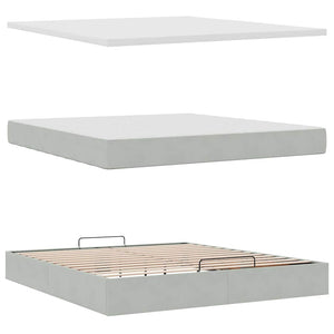 Ottoman Bett mit Matratze 180x200 cm Hellgrau Samt
