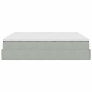 Ottoman Bett mit Matratze 180x200 cm Hellgrau Samt
