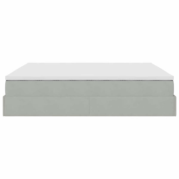 Ottoman Bett mit Matratze 180x200 cm Hellgrau Samt