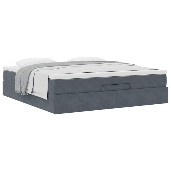 Ottoman Bett mit Matratze Dunkelgrau 180x200 cm