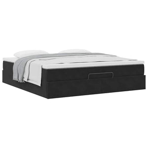 Ottoman Bett mit Matratze Schwarz 180x200 cm Samt