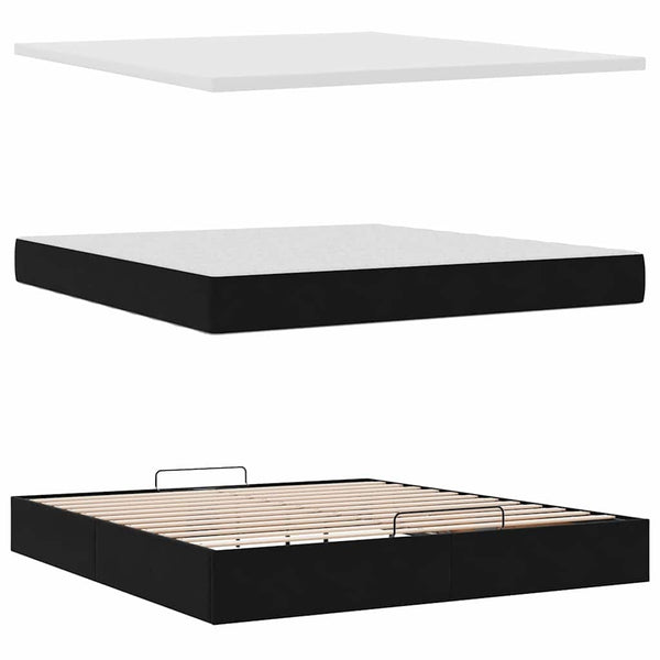 Ottoman Bett mit Matratze Schwarz 180x200 cm Samt