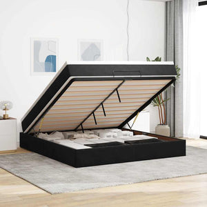 Ottoman Bett mit Matratze Schwarz 180x200 cm Samt