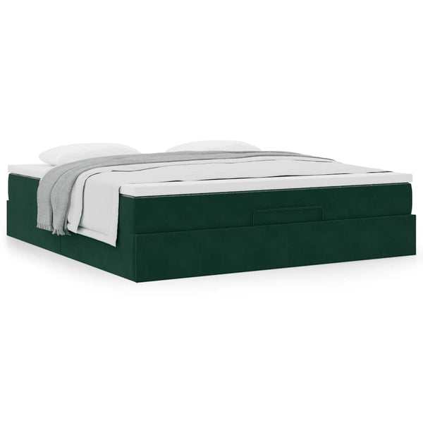 Ottoman Bett mit Matratze Dunkelgrün 180x200 cm