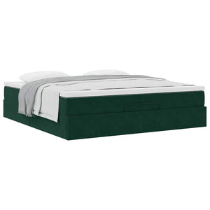 Ottoman Bett mit Matratze Dunkelgrün 180x200 cm