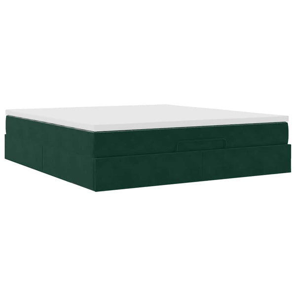Ottoman Bett mit Matratze Dunkelgrün 180x200 cm