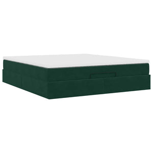 Ottoman Bett mit Matratze Dunkelgrün 180x200 cm