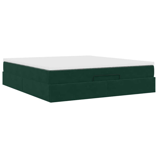 Ottoman Bett mit Matratze Dunkelgrün 180x200 cm