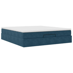Ottoman Bett mit Matratze Dunkelblau 180x200 cm Samt
