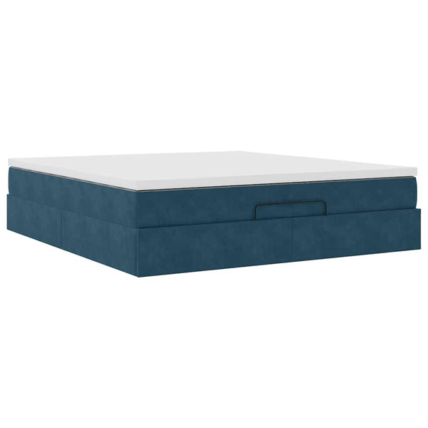 Ottoman Bett mit Matratze Dunkelblau 180x200 cm Samt