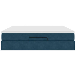 Ottoman Bett mit Matratze Dunkelblau 180x200 cm Samt