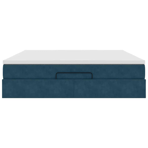 Ottoman Bett mit Matratze Dunkelblau 180x200 cm Samt