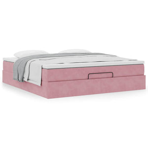 Ottoman Bett mit Matratze Rosa 180x200 cm Samt