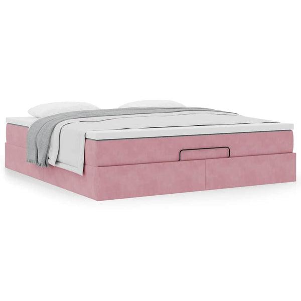 Ottoman Bett mit Matratze Rosa 180x200 cm Samt