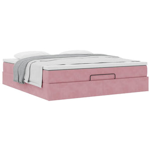 Ottoman Bett mit Matratze Rosa 180x200 cm Samt