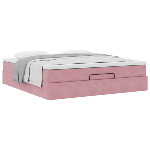 Ottoman Bett mit Matratze Rosa 180x200 cm Samt