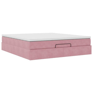 Ottoman Bett mit Matratze Rosa 180x200 cm Samt