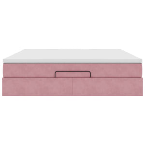 Ottoman Bett mit Matratze Rosa 180x200 cm Samt