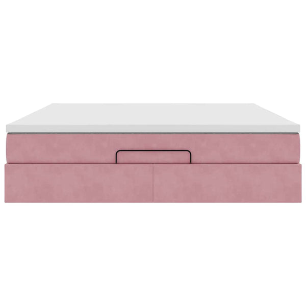 Ottoman Bett mit Matratze Rosa 180x200 cm Samt