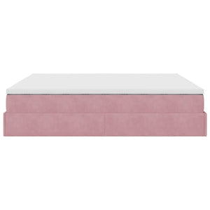 Ottoman Bett mit Matratze Rosa 180x200 cm Samt