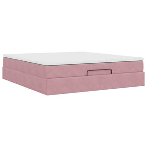 Ottoman Bett mit Matratze Rosa 180x200 cm Samt
