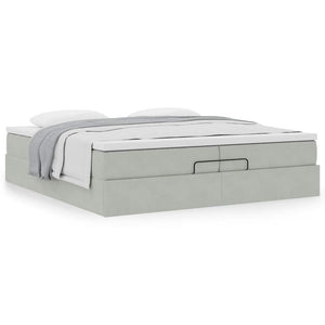Ottoman Bett mit Matratze Hellgrau 200x200 cm