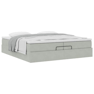 Ottoman Bett mit Matratze Hellgrau 200x200 cm