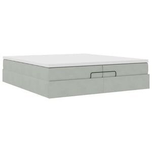 Ottoman Bett mit Matratze Hellgrau 200x200 cm
