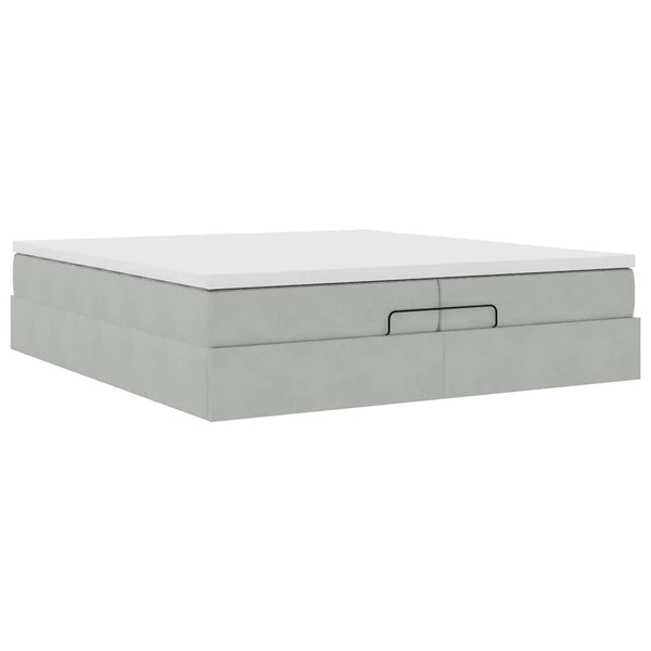 Ottoman Bett mit Matratze Hellgrau 200x200 cm