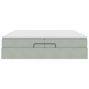 Ottoman Bett mit Matratze Hellgrau 200x200 cm