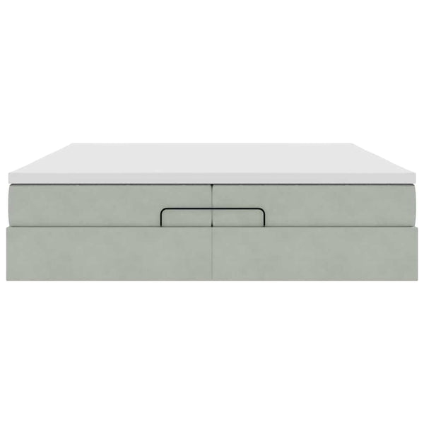Ottoman Bett mit Matratze Hellgrau 200x200 cm