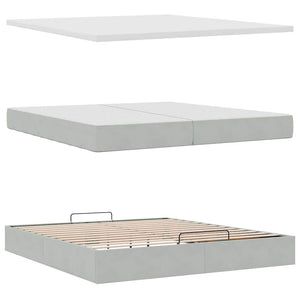 Ottoman Bett mit Matratze Hellgrau 200x200 cm
