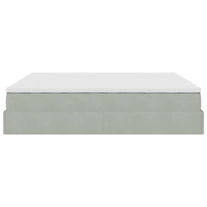 Ottoman Bett mit Matratze Hellgrau 200x200 cm