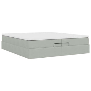 Ottoman Bett mit Matratze Hellgrau 200x200 cm