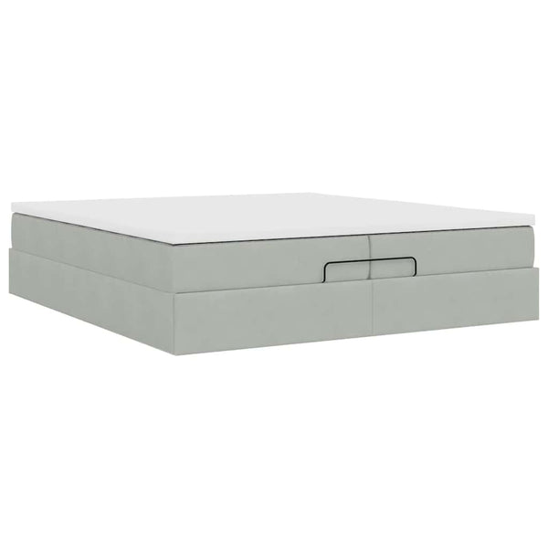 Ottoman Bett mit Matratze Hellgrau 200x200 cm