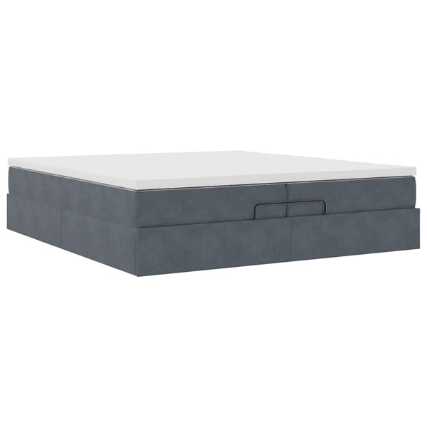 Ottoman Bett mit Matratzen Dunkelgrau Samt 200x200