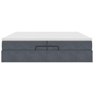 Ottoman Bett mit Matratzen Dunkelgrau Samt 200x200