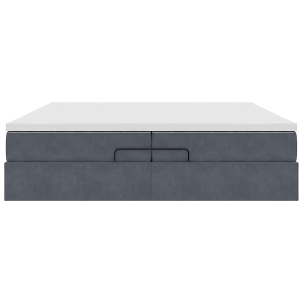 Ottoman Bett mit Matratzen Dunkelgrau Samt 200x200
