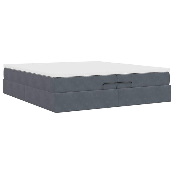Ottoman Bett mit Matratzen Dunkelgrau Samt 200x200