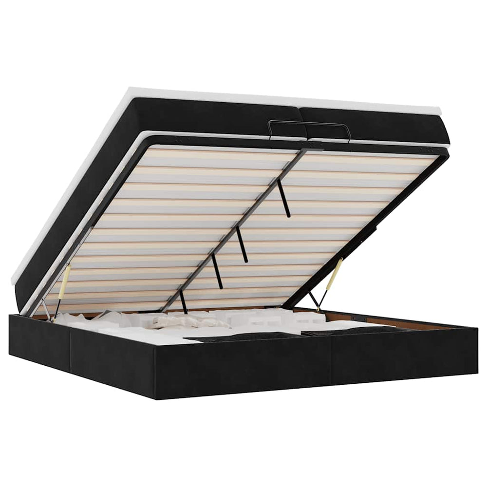 vidaXL Lit ottoman avec matelas Noir 200x200 cm Velours