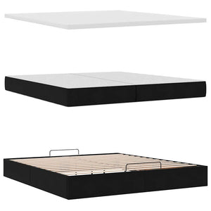 Ottoman Bett mit Matratzen Schwarz 200x200 cm Samt