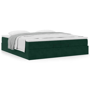 Ottoman Bett mit Matratzen Dunkelgrün 200x200 cm