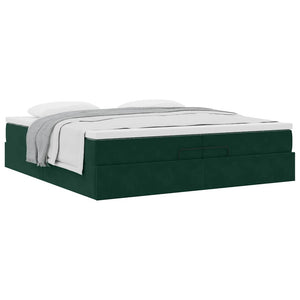 Ottoman Bett mit Matratzen Dunkelgrün 200x200 cm